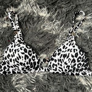 Black and white cheetah swim top